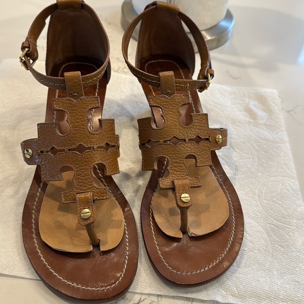 Tory Burch Brown Leather Sandals